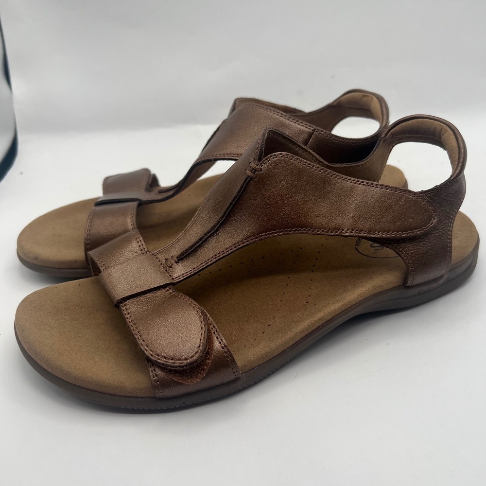 Taos The Show Brown Leather T-Strap Comfort Sandals Womens 9 TSH-14039 walking